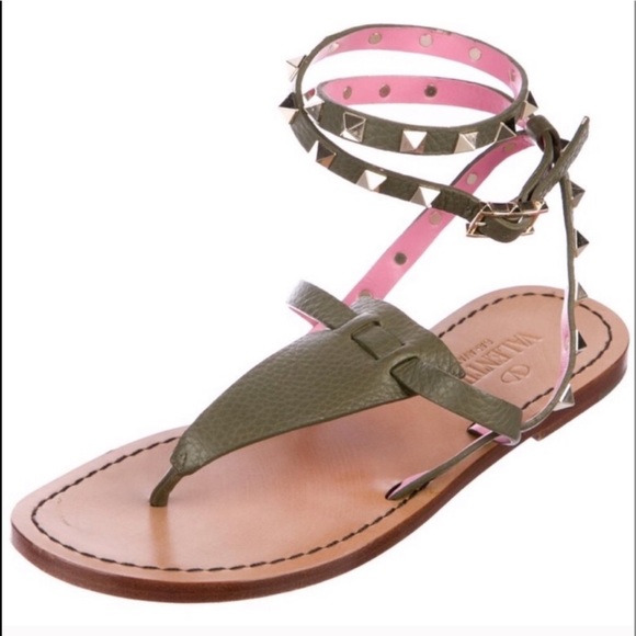 Valentino Shoes - Valentino Rock Stud Wrap Ankle Strap Sandals 36